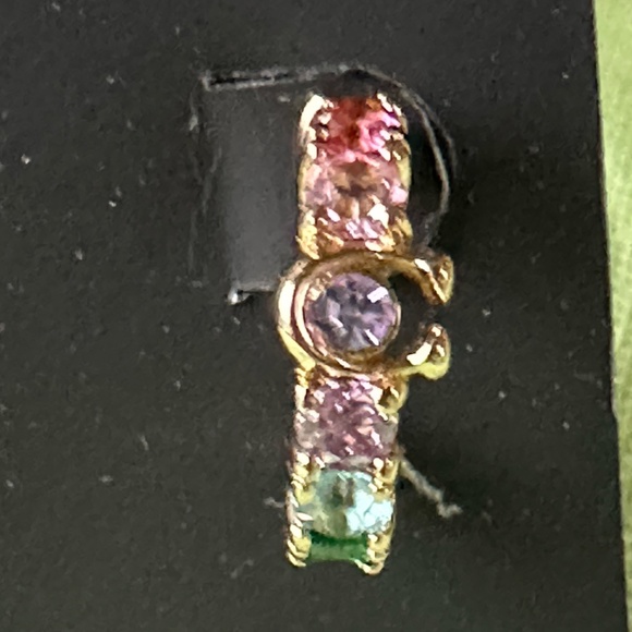 COACH SIGNATURE RAINBOW TENNIS HUGGIE EARRINGS:NWT RAINBOW CL260 - Picture 6 of 11